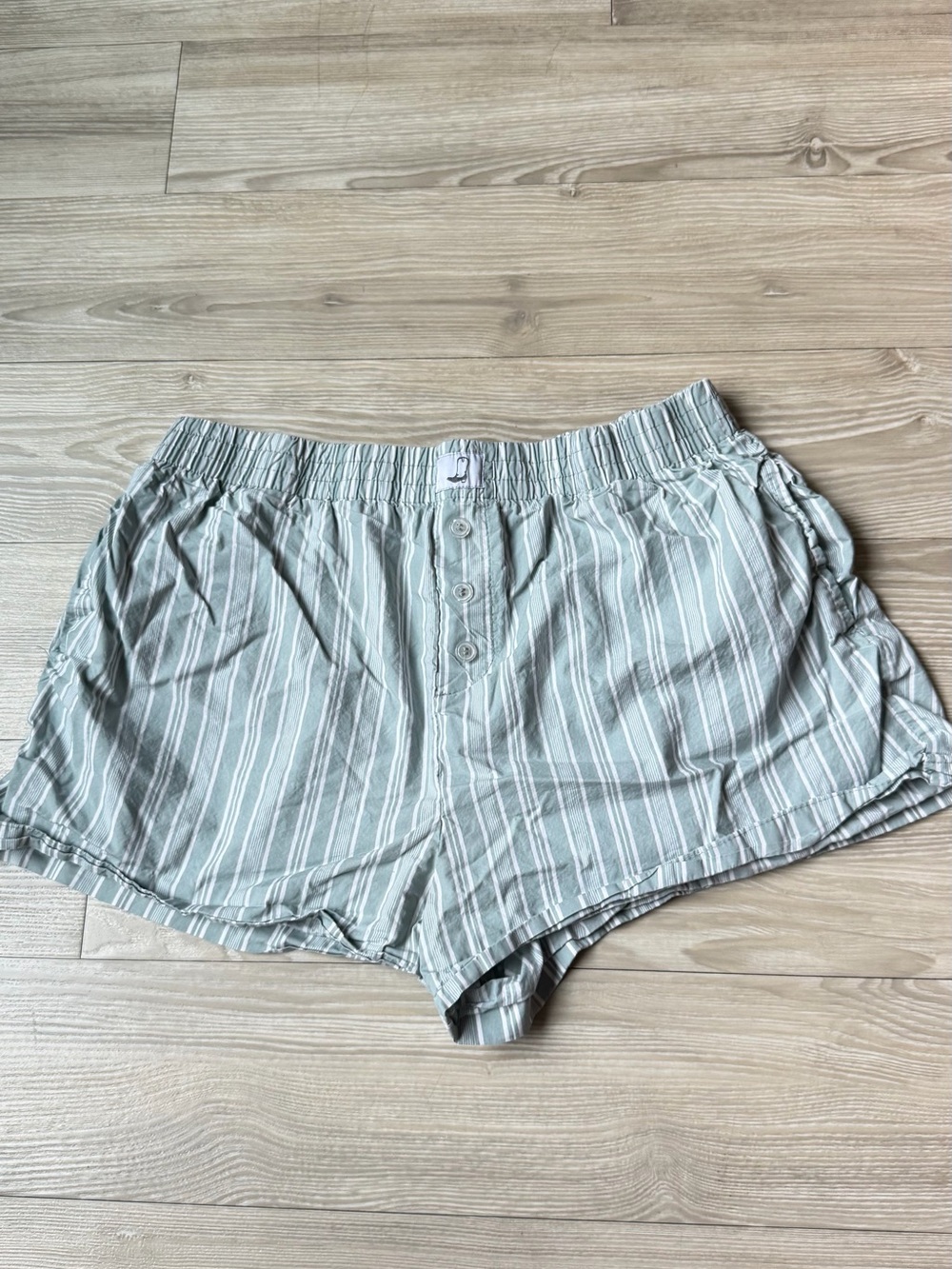Striped Elastic-Waist Women's Shorts Boxers - Light Sage